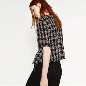 Zara Tweed Peplum Top, size medium